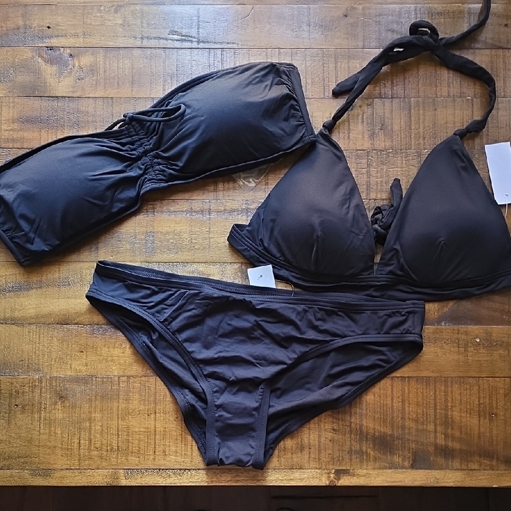 LOFT Beach Elegant Black Women's 3 Pc Swimwear Set ⭐️NWT⭐️